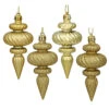 4 Inch Gold Christmas Finial Ornament Assorted Finishes Set Of 8 Shatterproof -Winter Decor Hub n500008