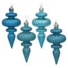 4 Inch Turquoise Christmas Finial Ornament Assorted Finishes Set Of 8 Shatterproof -Winter Decor Hub n500012