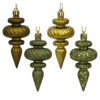 4 Inch Olive Green Christmas Finial Ornament Assorted Finishes Set Of 8 Shatterproof