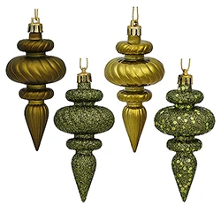 4 Inch Olive Green Christmas Finial Ornament Assorted Finishes Set Of 8 Shatterproof 3 4 Inch Olive Green Christmas Finial Ornament Assorted Finishes Set Of 8 Shatterproof