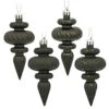 4 Inch Black Christmas Finial Ornament Assorted Finishes Set Of 8 Shatterproof -Winter Decor Hub n500017