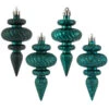 4 Inch Sea Blue Christmas Finial Ornament Assorted Finishes Set Of 8 Shatterproof