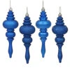 7 Inch Blue Finial Assorted Finishes Christmas Ornament Shatterproof Set Of 8 -Winter Decor Hub n500202