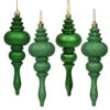 7 Inch Green Finial Assorted Finishes Christmas Ornament Shatterproof Set Of 8 -Winter Decor Hub n500204