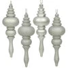 7 Inch Silver Finial Assorted Finishes Christmas Ornament Shatterproof Set Of 8 -Winter Decor Hub n500207