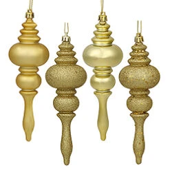 7 Inch Gold Finial Ornament Assorted Finishes Box Of 8