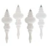 7 Inch White Finial Assorted Finishes Christmas Ornament Shatterproof Set Of 8 -Winter Decor Hub n500211