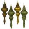 7 Inch Olive Finial Assorted Finishes Christmas Ornament Shatterproof Set Of 8 -Winter Decor Hub n500214