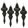 7 Inch Black Finial Assorted Finishes Christmas Ornament Shatterproof Set Of 8 -Winter Decor Hub n500217