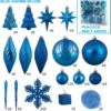 125 Piece Peacock Blue Assorted Plastic Christmas Ornament Set -Winter Decor Hub n512553a