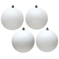 1 Inch White Round Christmas Ball Ornament Assorted Finishes Shatterproof