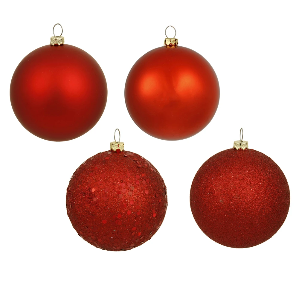 2.4 Inch Red Round Christmas Ball Ornament Shatterproof Assorted Finishes 3 2.4 Inch Red Round Christmas Ball Ornament Shatterproof Assorted Finishes
