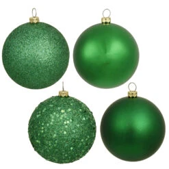 2.4 Inch Green Round Christmas Ball Ornament Shatterproof Assorted Finishes