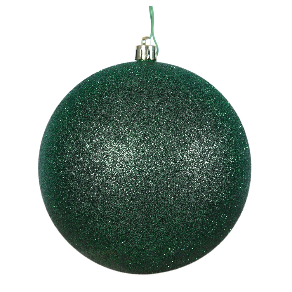 2.4 Inch Emerald Green Glitter Finish Round Christmas Ball Ornament Shatterproof 3 2.4 Inch Emerald Green Glitter Finish Round Christmas Ball Ornament Shatterproof