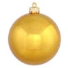 2.4 Inch Antique Gold Shiny Finish Round Christmas Ball Ornament Shatterproof UV -Winter Decor Hub n590630sv