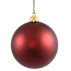 2.75 Inch Burgundy Matte Finish Round Christmas Ball Ornament Shatterproof UV 6 Per Set