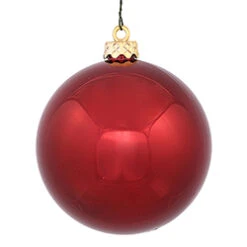 2.75 Inch Burgundy Shiny Finish Round Christmas Ball Ornament Shatterproof UV 6 Per Set