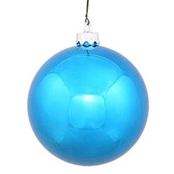 2.75 Inch Turquoise Shiny Round Ornament 12 Per Set