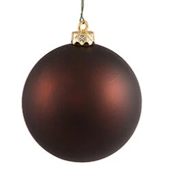 2.75 Inch Chocolate Brown Matte Finish Round Christmas Ball Ornament Shatterproof UV 6 Per Set