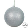 3 Inch Silver Glitter Round Christmas Ball Ornament Shatterproof -Winter Decor Hub n590807dg