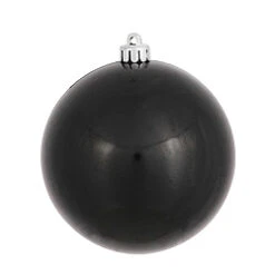 4 Inch Black Pearl Finish Round Christmas Ball Ornament Shatterproof 4 Per Set