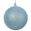 4 Inch Baby Blue Glitter Ball Drilled 6 Per Set -Winter Decor Hub n591032dg