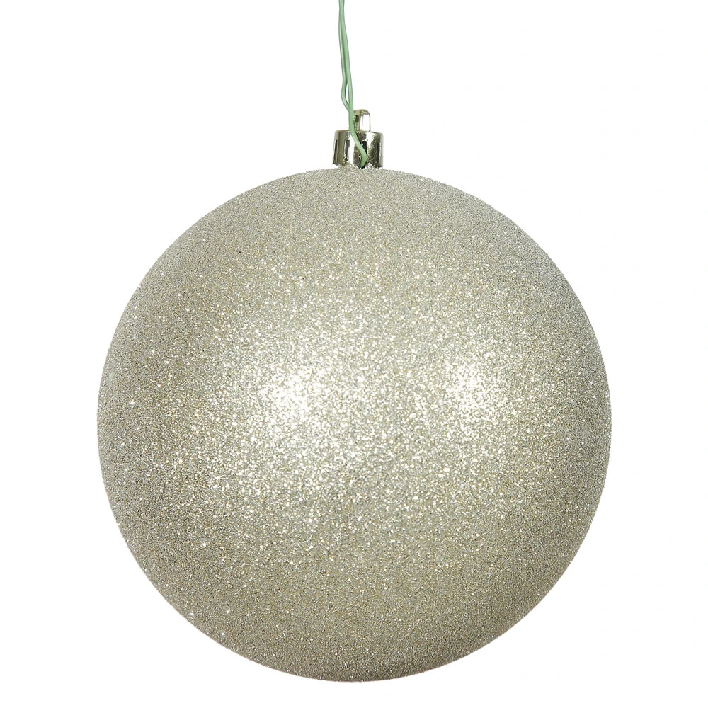 4 Inch Champagne Glitter Christmas Ball Ornament Shatterproof 6 Per Set 3 4 Inch Champagne Glitter Christmas Ball Ornament Shatterproof 6 Per Set
