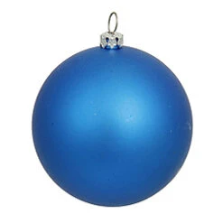 6 Inch Blue Matte Round Shatterproof UV Christmas Ball Ornament 4 Per Set