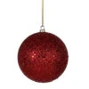 6 Inch Red Sequin Round Shatterproof UV Christmas Ball Ornament 4 Per Set -Winter Decor Hub n591503dq
