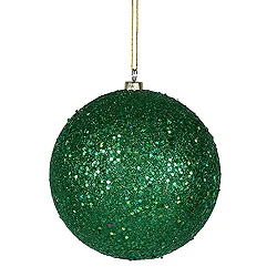 6 Inch Green Sequin Round Shatterproof UV Christmas Ball Ornament 4 Per Set 3 6 Inch Green Sequin Round Shatterproof UV Christmas Ball Ornament 4 Per Set