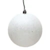 6 Inch White Sequin Round Christmas Ball Ornament Shatterproof