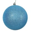 6 Inch Turquoise Glitter Round Christmas Ball Ornament Shatterproof UV -Winter Decor Hub n591512dg