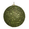 6 Inch Olive Sequin Round Shatterproof UV Christmas Ball Ornament 4 Per Set -Winter Decor Hub n591514dq