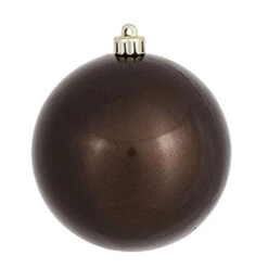6 Inch Chocolate Candy Round Shatterproof UV Christmas Ball Ornament 4 Per Set