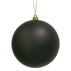6 Inch Chocolate Matte Round Shatterproof UV Christmas Ball Ornament 4 Per Set
