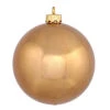 6 Inch Mocha Shiny Round Shatterproof UV Christmas Ball Ornament 4 Per Set -Winter Decor Hub n591516dsv