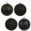 6 Inch Black Assorted Finishes Round Christmas Ball Ornament 4 Per Set