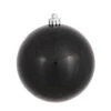 6 Inch Black Candy Round Shatterproof UV Christmas Ball Ornament 4 Per Set