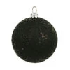 6 Inch Black Sequin Round Shatterproof UV Christmas Ball Ornament 4 Per Set -Winter Decor Hub n591517dq