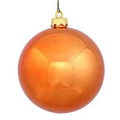 6 Inch Burnish Orange Shiny Round Shatterproof UV Christmas Ball Ornament 4 Per Set