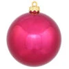 6 Inch Wine Shiny Round Shatterproof UV Christmas Ball Ornament 4 Per Set