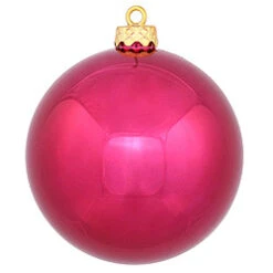 6 Inch Wine Shiny Round Shatterproof UV Christmas Ball Ornament 4 Per Set