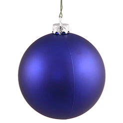 6 Inch Cobalt Blue Matte Round Shatterproof UV Christmas Ball Ornament 4 Per Set