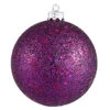 6 Inch Plum Sequin Round Shatterproof UV Christmas Ball Ornament 4 Per Set