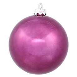 6 Inch Plum Shiny Round Shatterproof UV Christmas Ball Ornament 4 Per Set