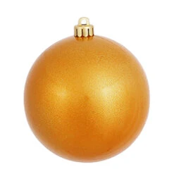 6 Inch Antique Gold Candy Round Shatterproof UV Christmas Ball Ornament 4 Per Set
