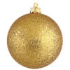 6 Inch Antique Gold Sequin Round Shatterproof UV Christmas Ball Ornament 4 Per Set