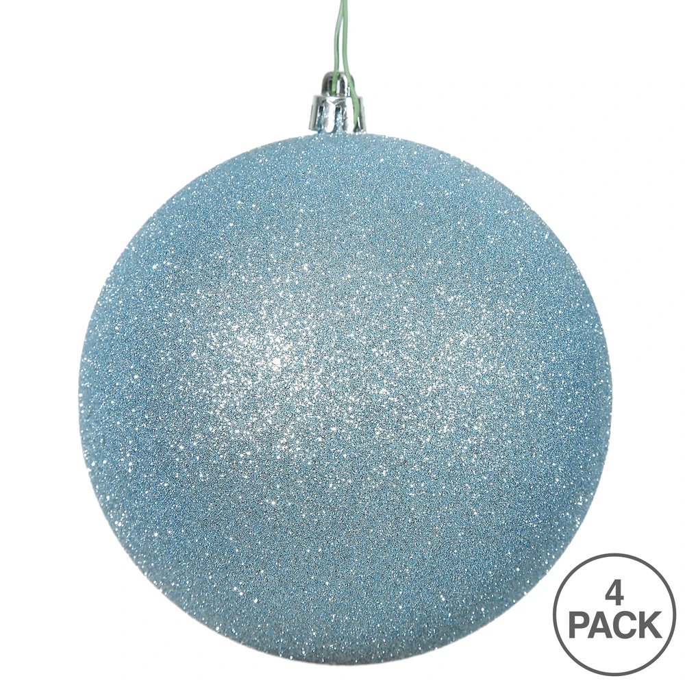 6 Inch Baby Blue Glitter Round Christmas Ball Ornament Shatterproof UV 3 6 Inch Baby Blue Glitter Round Christmas Ball Ornament Shatterproof UV