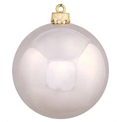 6 Inch Champagne Shiny Round Shatterproof UV Christmas Ball Ornament 4 Per Set