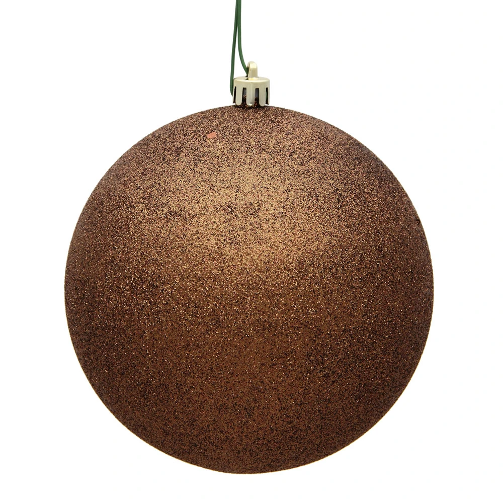 6 Inch Mocha Glitter Round Christmas Ball Ornament Shatterproof 3 6 Inch Mocha Glitter Round Christmas Ball Ornament Shatterproof